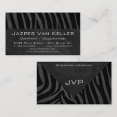 Carte De Visite Monogramme Zebra Noir et gris (Devant / Derrière)
