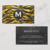 Carte De Visite Monogramme | Zebra Print (or) | Ardoise (Devant / Derrière)