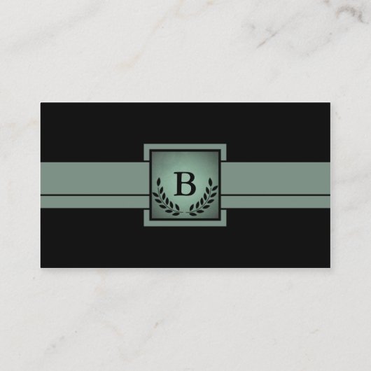 Carte De Visite monogrammed professionnel (vert olive) (Dos)