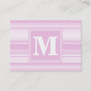 Carte De Visite Monogrammes à rayures roses pour bébé