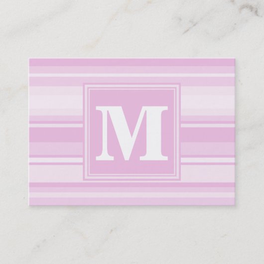 Carte De Visite Monogrammes à rayures roses pour bébé (Devant)
