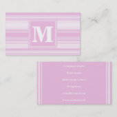 Carte De Visite Monogrammes à rayures roses pour bébé (Devant / Derrière)