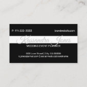 Carte De Visite Monogrammes de calligraphie en forme de coeur noir (Dos)