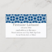 Carte De Visite Monogrammes de Motif géométrique rose et bleu chau (Dos)