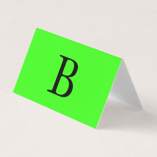 Carte De Visite Monogrammes Initiales Cool vert néon brillant et c