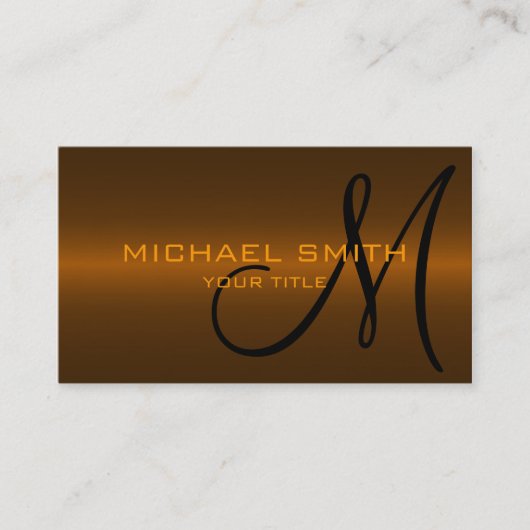 Carte De Visite Monogrammes métalliques en acier de bronze (Devant)