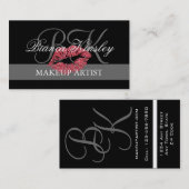 Carte De Visite Monogrammes roses de maquilleur de lèvres (Devant / Derrière)