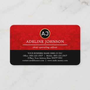 Carte De Visite Monogrammez Votre Nom Sur La Couche Grunge Rouge