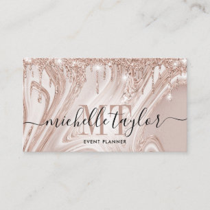 Carte De Visite Monographie de marbre à gouttes d'or rose moderne