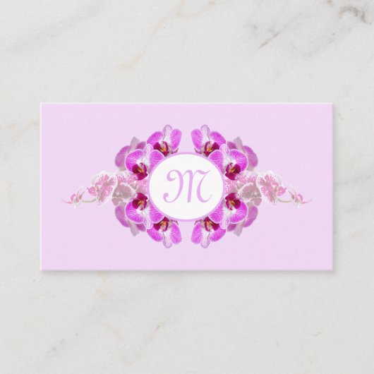 Carte De Visite Monographie de monogramme de fleurs d'orchidées fl (Devant)