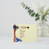 CARTE DE VISITE MONOGRAPHIE DE SCEAU FLORENTINE FLORALE ROUGE ANTI (Debout devant)