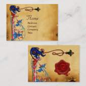 CARTE DE VISITE MONOGRAPHIE DE SCEAU ROUGE DE CIRE FLORENTINE ANTI (Devant / Derrière)