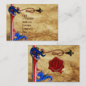 CARTE DE VISITE MONOGRAPHIE DE SCEAU ROUGE DE CIRE FLORENTINE ANTI (Devant / Derrière)