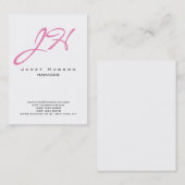 Carte De Visite Monographie de script moderne en clair rose blanc (Devant / Derrière)