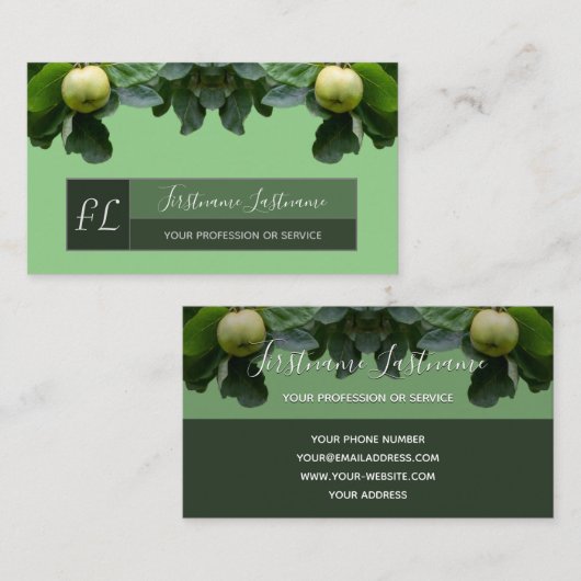Carte De Visite Monographie du rectangle gris de pommier vert orga (Devant / Derrière)