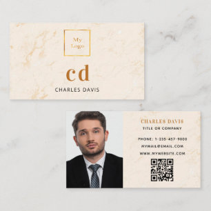 Carte De Visite Monographie en or marbre photo code Qr logo