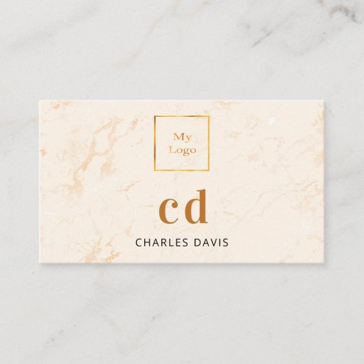 Carte De Visite Monographie en or marbre photo code Qr logo (Devant)