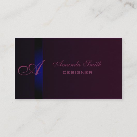 Carte De Visite Monographie en velours clair élégant (Devant)