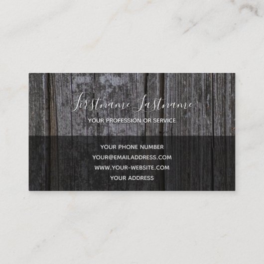 Carte De Visite Monographie gris rectangle gris en planche en bois (Dos)