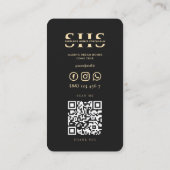 Carte De Visite Monographie immobilière moderne Monogramme Noir Or (Dos)