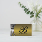 Carte De Visite Monographie métal gris argent, or accrocheur (Debout devant)