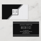 Carte De Visite Monographie moderne en noir et blanc (Devant / Derrière)