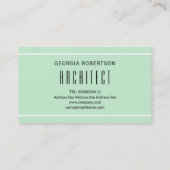 Carte De Visite Monographie moderne vert et blanc (Dos)