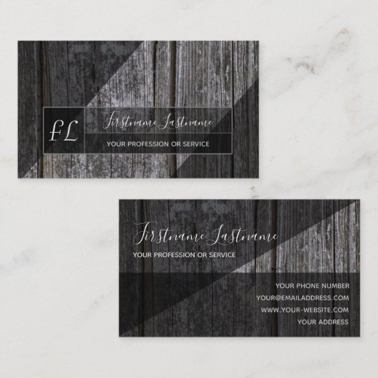 Carte De Visite Monographie triangle gris en planches de bois (Devant / Derrière)