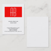 Carte De Visite Monographie verticale en noir blanc rouge (Devant / Derrière)