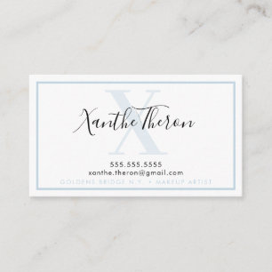 Carte De Visite MONOGRAS élégant script moderne minimaliste bleu p
