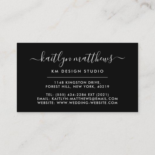 Carte De Visite Monongramme Abstrait Cercles noirs et blancs (Dos)