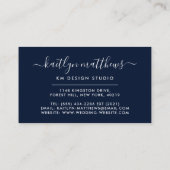 Carte De Visite Monongramme bleu et blanc de la Marine Abstraite (Dos)