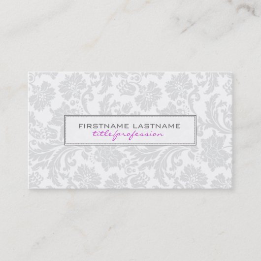 Carte De Visite Monotones blancs Nettoyer les Damas florales 2 (Devant)