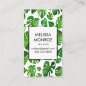 Carte De Visite Monstera feuilles tropicaux illustrés aquarelle (Dos)