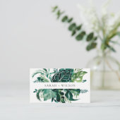 Carte De Visite Monstera Tropical Blue Foliage Site Mariage Bus (Debout devant)