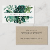 Carte De Visite Monstera Tropical Blue Foliage Site Mariage Bus (Devant / Derrière)