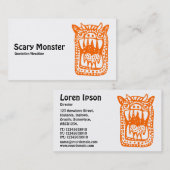 Carte De Visite Monstre d'horreur - Orange (Devant / Derrière)
