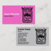 Carte De Visite Monstre d'horreur - Rose avant gris arrière (Devant / Derrière)