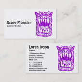 Carte De Visite Monstre Effrayant - Violet (Devant / Derrière)
