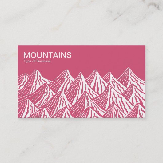 Carte De Visite Montagnes - Blanc et Profond rose (Devant)