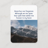 Carte De Visite Monts Alpine Home Memorial Poche Keepsaké (Devant)