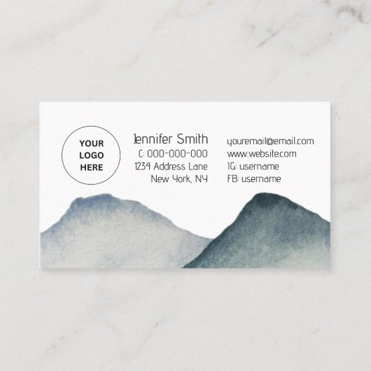 Carte De Visite Monts Indigo Moderne Simple (Dos)