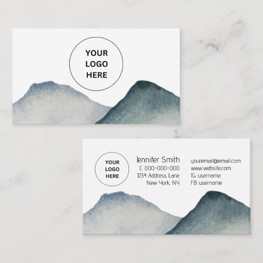 Carte De Visite Monts Indigo Moderne Simple (Devant / Derrière)