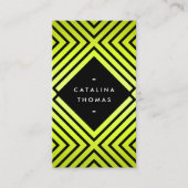 Carte De Visite Mood géométrique Gras Noir et Néon Jaune Motif (Devant)