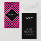 Carte De Visite Mood géométrique Gras Noir et rose néon Motif (Devant / Derrière)