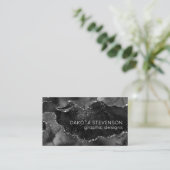 Carte De Visite Moody Agate | Onyx Black Silver Vampy Goth Parties (Debout devant)