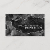 Carte De Visite Moody Agate | Onyx Black Silver Vampy Goth Parties (Devant)