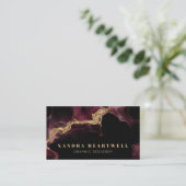 Carte De Visite Moody Burgundy Gold Glitter Ink Abstract QR Code (Debout devant)