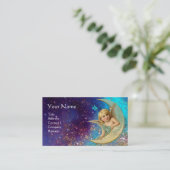 CARTE DE VISITE MOON ANGEL EN OR BLEU JAUNE ÉCLAIRAGE MONOGRAMME (Debout devant)