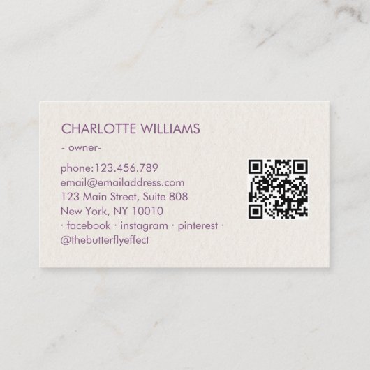 Carte De Visite Moon Crystal Energy Healer QR-Code (Dos)